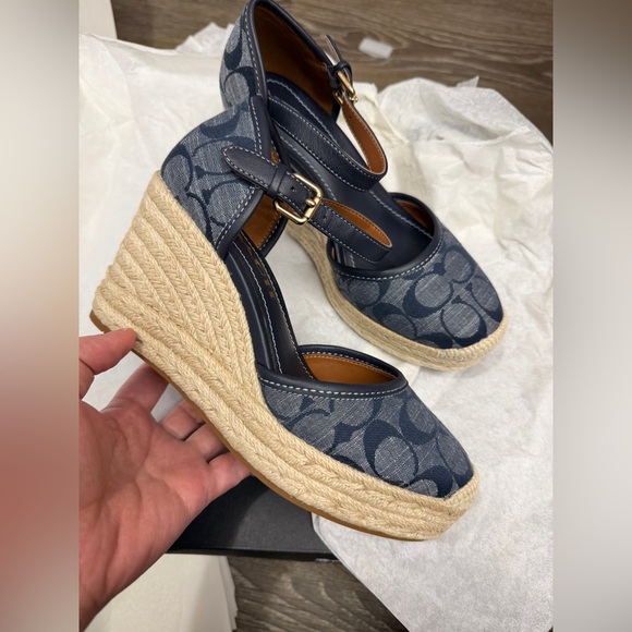 NWT - COACH Raine Espadrille In Signature Denim Sandal - size 5 US left - Picture 16 of 16